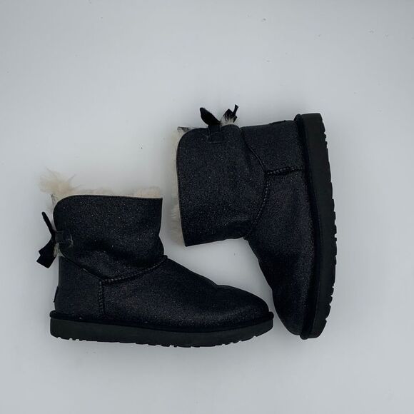 UGG Bailey Bow mini black glitter women’s size 8 like new condition - Picture 2 of 12